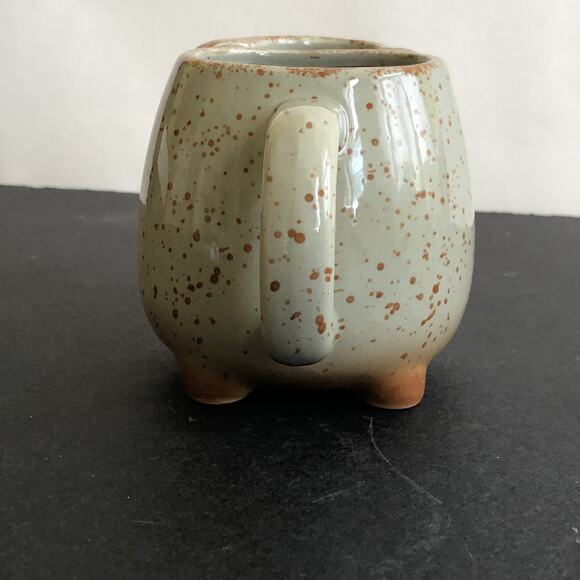 Pottery Elephant Mug With Tea Bag Holder Neutral Gray Brown Speckled Animal - Picture 6 of 9